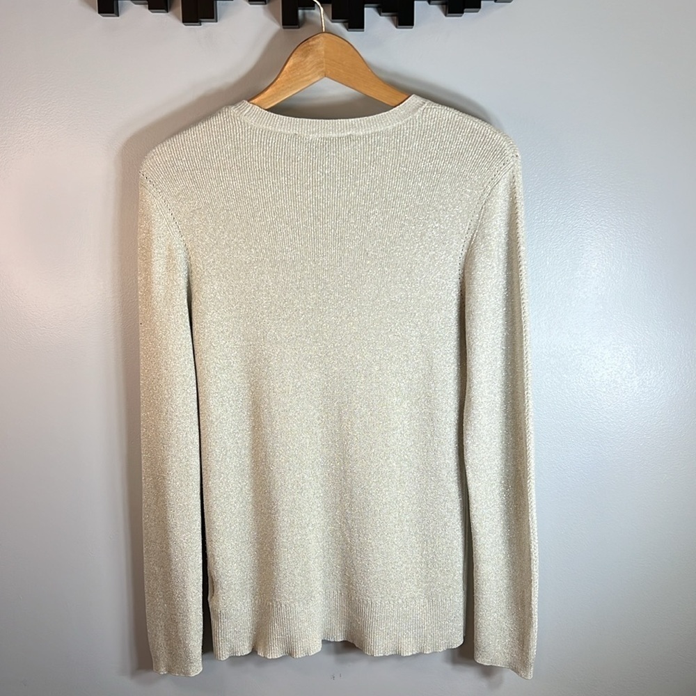 ELLEN Tracy Crew Neck Gold Sparkle Sweater Size Large - Picture 6 of 9